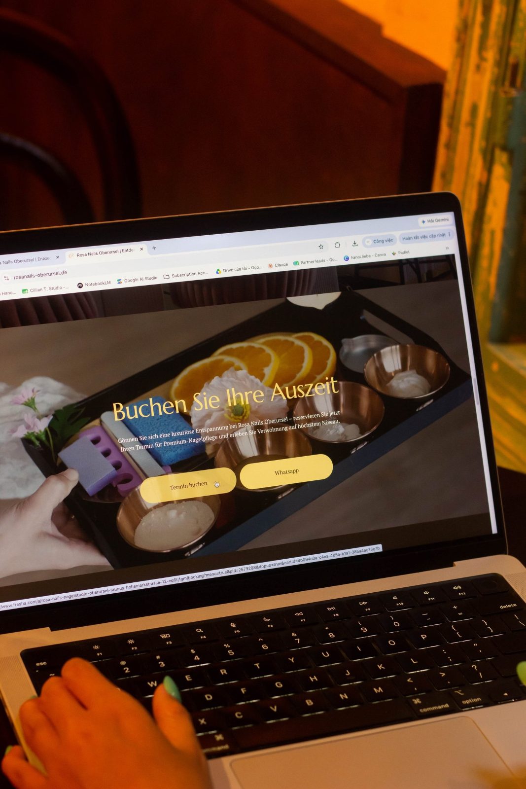Client website on a laptop